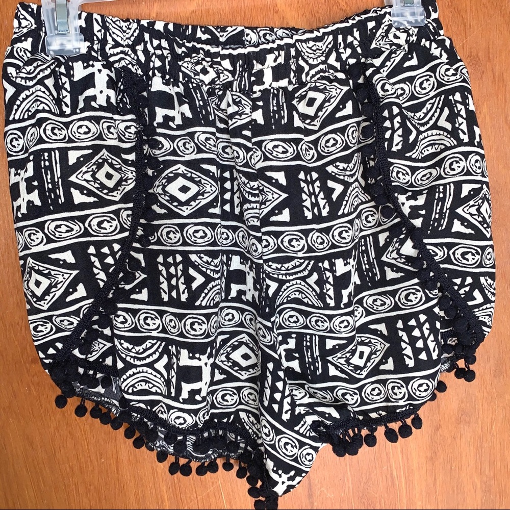 Boho juniors large balls tassel mini shorts
